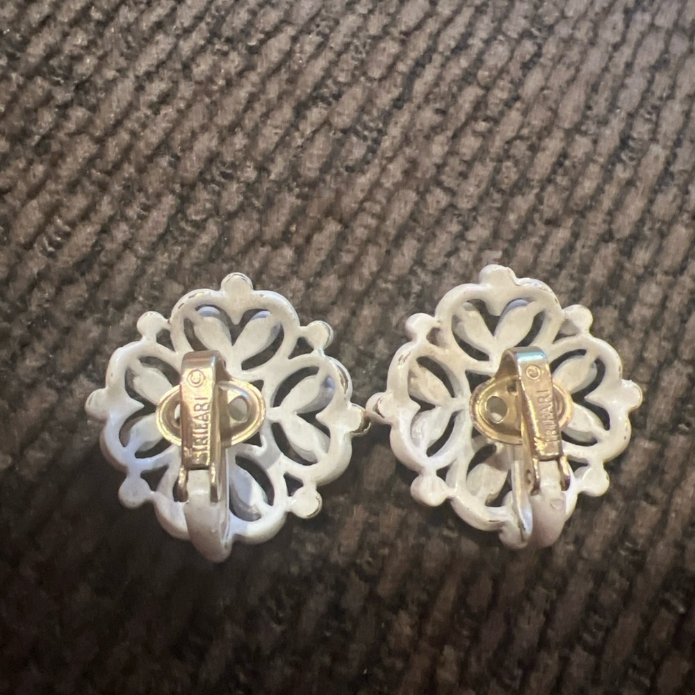 White Floral Earrings - Picture 2 of 6